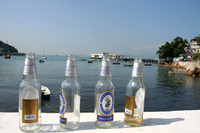 Empty Beer Bottles on the Seawall at Yung Shue Wan, Lamma Island, Hong Kong