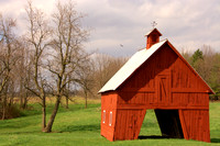 Red Barn with White Roof